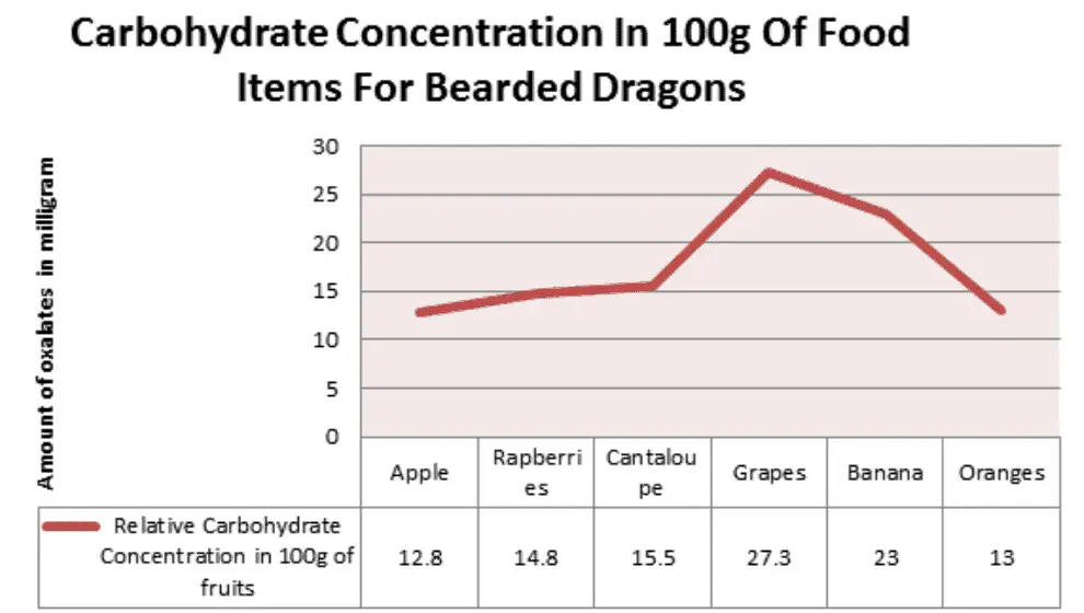 Carbohydrate Concentration In 100g Of Food Items For Bearded Dragons